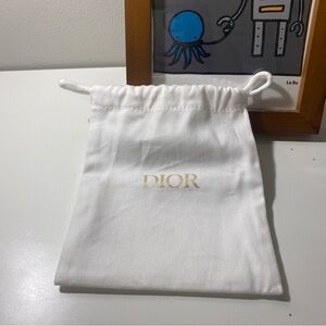 Dior White Pouch with Gold Logo